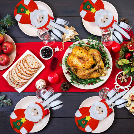 ŚWIĄTECZNE Etui Na Sztućce POKROWIEC 12 sztuk Mikołaj DEKORACJE Ozdoby Stół