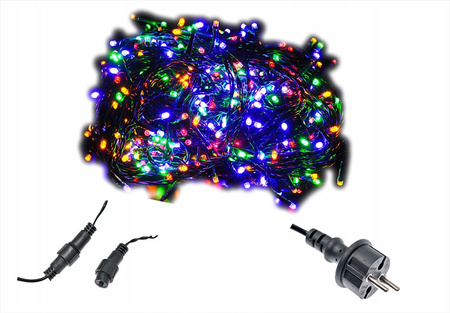 LAMPKI CHOINKOWE 500 LED ZEWNĘTRZNE STAŁE FLASH IP44 GRUBE KURTYNA MULTI