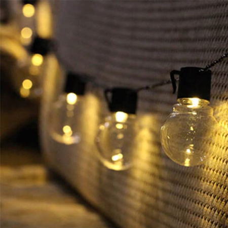 GIRLANDA SOLARNA OGRODOWA ŚWIETLNA 5M 20LED ŻARÓWEK NA BALKON ŁAŃCUCH KULKI