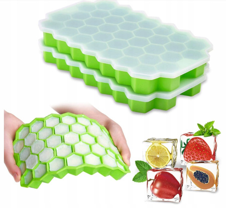 FORMA FOREMKI DO LODU KOSTEK SILIKONOWA FOREMKA NA LÓD KOSTKI Z POKRYWKĄ