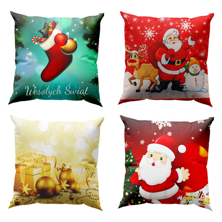 4x POSZEWKI ŚWIĄTECZNE Poszewka Świąteczna Na Poduszke Poduszki Dekoracyjne
