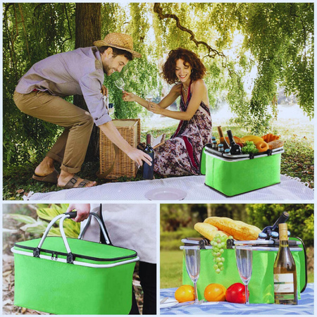 KOSZ PIKNIKOWY SKŁADANY TERMICZNY TURYSTYCZNY KOSZYK NA ZAKUPY IZOLACYJNY