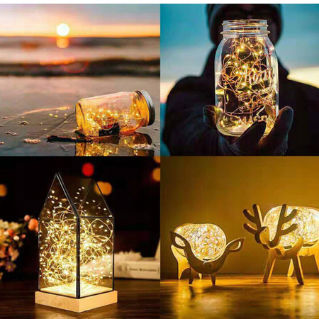 GIRLANDA OGRODOWA DRUCIKI 100 LED NA BATERIE BIAŁE CIEPŁE 10M LAMPKI