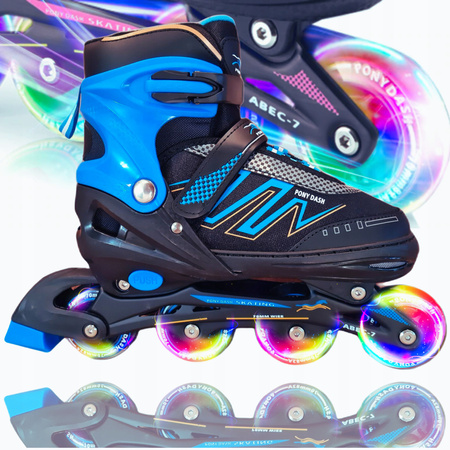 ROLKI Łyżworolki REGULOWANE Świecące KOŁA LED Kauczukowe Kółka Rozm. 39-42