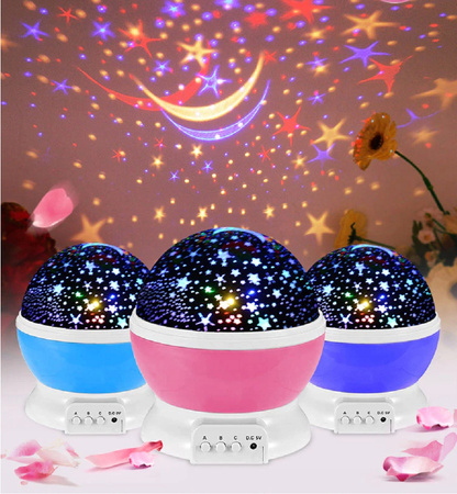 LAMPKA NOCNA PROJEKTOR NIEBA GWIAZD LAMPA OBROTOWA RZUTNIK DLA DZIECI LED