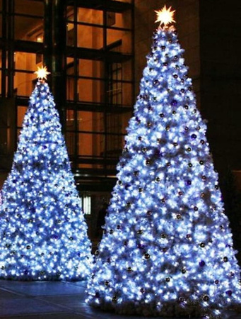 LAMPKI CHOINKOWE 300 LED ZEWNĘTRZNE STAŁE FLASH IP44 GRUBY KABEL NIEBIESKIE