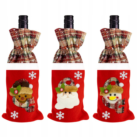 3x ŚWIĄTECZNY POKROWIEC NA BUTELKĘ ETUI UBRANKO DEKORACJA MIKOŁAJ PREZENT