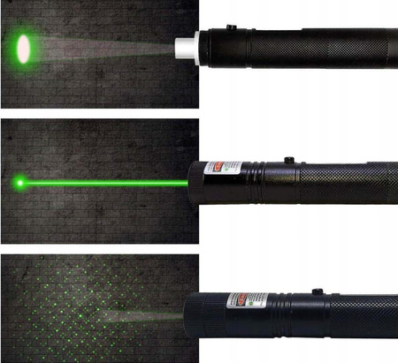 MOCNY WSKAŹNIK LASEROWY LASER POINTER ZIELONY AKU + ŁADOWARKA I NAKŁADKA