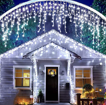 SOPLE 500 LED LAMPKI ZEWNĘTRZNE IP44 STAŁE + FLASH KURTYNA GIRLANDA GRUBE