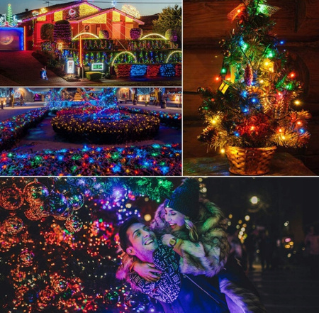 LAMPKI CHOINKOWE 300 LED ZEWNĘTRZNE STAŁE FLASH GRUBY KABEL KURTYNA MULTI