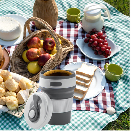 KUBEK SILIKONOWY TURYSTYCZNY ANTYPOŚLIZGOWY NA KAWĘ HERBATĘ DO SAMOCHODU