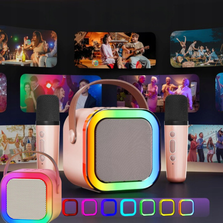 BEZPRZEWODOWY ZESTAW DO KARAOKE BLUETOOTH + GŁOŚNIK 2x MIKROFON DLA DZIECI