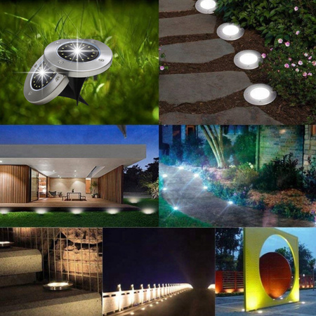 6x LAMPA SOLARNA OGRODOWA GRUNTOWA WBIJANA NAJAZDOWA 16 LED ŚWIECĄCY DYSK