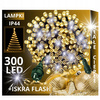 LAMPKI CHOINKOWE 300 LED ZEWNĘTRZNE STAŁE FLASH BIAŁE GRUBY KABEL KURTYNA