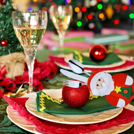 ŚWIĄTECZNE Etui Na Sztućce POKROWIEC 12 sztuk Mikołaj DEKORACJE Ozdoby Stół