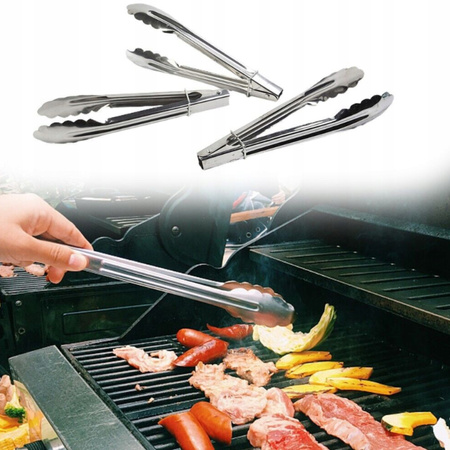 SZCZYPCE KUCHENNE METALOWE DO GRILLA SAŁATEK MIĘSA RUSZTU UNIWERSALNE 3 szt