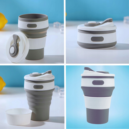 KUBEK SILIKONOWY TURYSTYCZNY ANTYPOŚLIZGOWY NA KAWĘ HERBATĘ DO SAMOCHODU