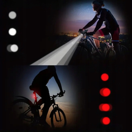 Mocna Lampka ROWEROWA Światło LED Przód Tył Latarka Na ROWER Kierownicę USB