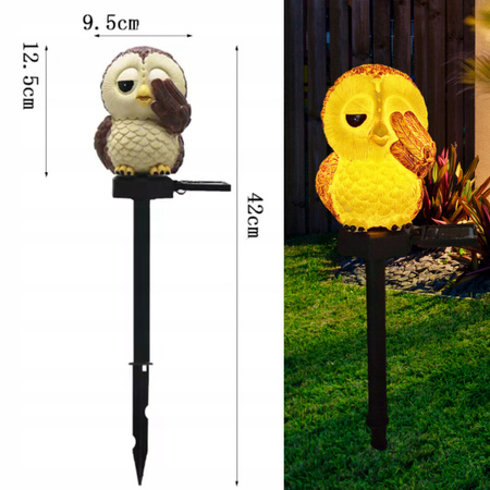 Lampa Solarna Ogrodowa SOWA LED Wodoodporna Wbijana Zewnętrzna Do OGRODU