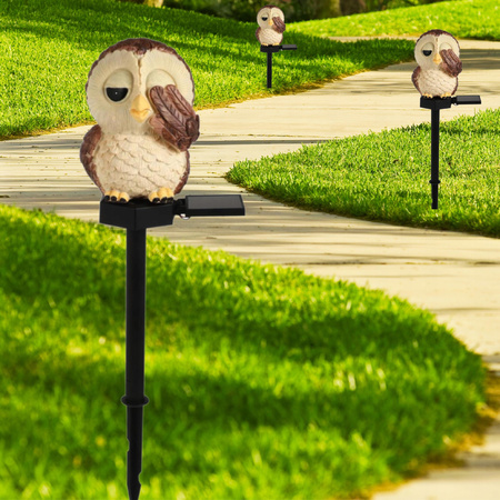 Lampa Solarna Ogrodowa SOWA LED Wodoodporna Wbijana Zewnętrzna Do OGRODU