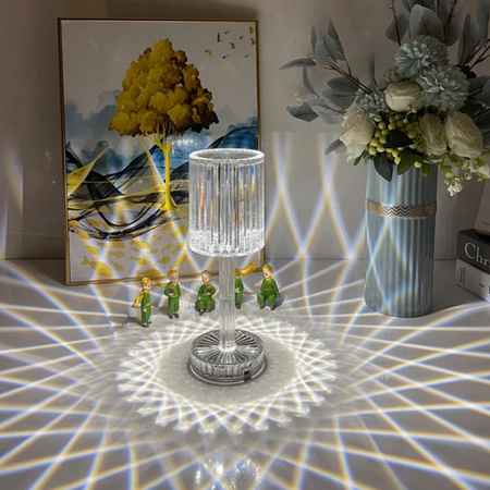 LAMPA KRYSZTAŁOWA LED LAMPKA NOCNA DOTYKOWA DIAMENTOWA KOLOROWA RGB + PILOT