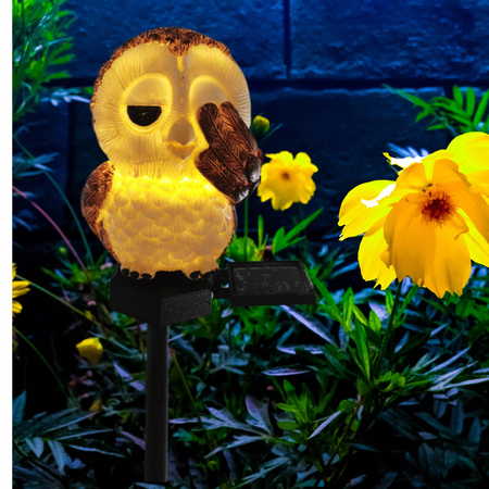 Lampa Solarna Ogrodowa SOWA LED Wodoodporna Wbijana Zewnętrzna Do OGRODU