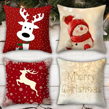 4x POSZEWKI ŚWIĄTECZNE Na Poduszki 45x45 Poszewka Boże Narodzenie Na Jaśki