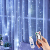 GIRLANDA OGRODOWA LAMPKI KURTYNA ŚWIETLNA 300 LED DRUCIKI 3x3m + PILOT USB