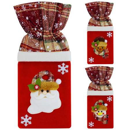 3x ŚWIĄTECZNY POKROWIEC NA BUTELKĘ ETUI UBRANKO DEKORACJA MIKOŁAJ PREZENT