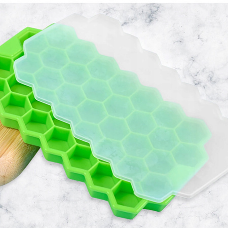 FORMA FOREMKI DO LODU KOSTEK SILIKONOWA FOREMKA NA LÓD KOSTKI Z POKRYWKĄ