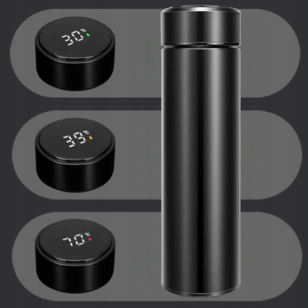 KUBEK TERMICZNY TERMOS LED 500ml NA KAWĘ HERBATĘ DOTYKOWY DO SAMOCHODU LCD