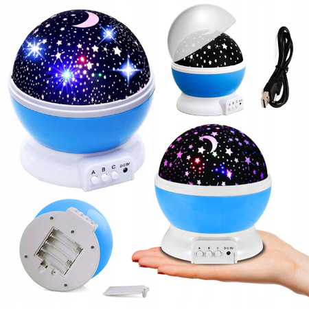 LAMPKA NOCNA PROJEKTOR NIEBA GWIAZD LAMPA OBROTOWA RZUTNIK DLA DZIECI LED