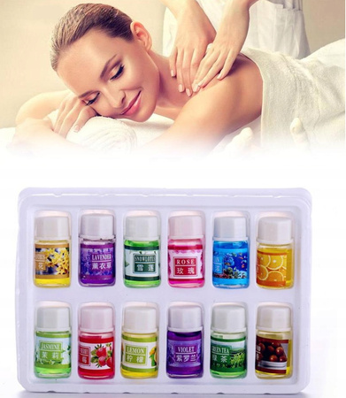 OLEJKI ZAPACHOWE ETERYCZNE AROMATERAPIA DO NAWILŻACZA KOMINKA ZESTAW 12 SZT