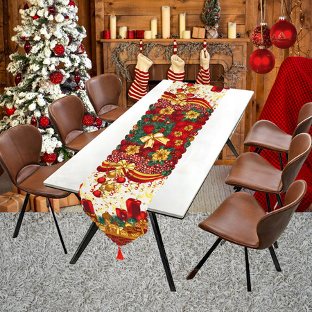 Bieżnik Świąteczny na Stół Obrus Święta Czerwony Wigilijny Dekoracja Ozdoba
