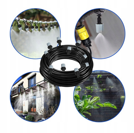 KURTYNA WODNA MGIEŁKA WĄŻ 20m ZRASZACZ OGRÓD KLIMA ZESTAW DO NAWADNIANIA