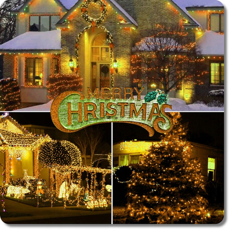 LAMPKI CHOINKOWE 300 LED ZEWNĘTRZNE STAŁE FLASH BIAŁE GRUBY KABEL KURTYNA