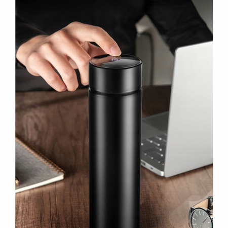 KUBEK TERMICZNY TERMOS LED 500ml NA KAWĘ HERBATĘ DOTYKOWY DO SAMOCHODU LCD