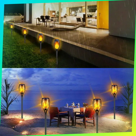 Lampa SOLARNA POCHODNIA LED Lampy Ogrodowe Solarne Ogrodu Wbijana Płomień