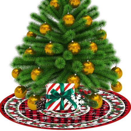 DYWANIK ŚWIĄTECZNY POD CHOINKĘ Pokrowiec MATA 90cm Dywan Futerko Okrągły