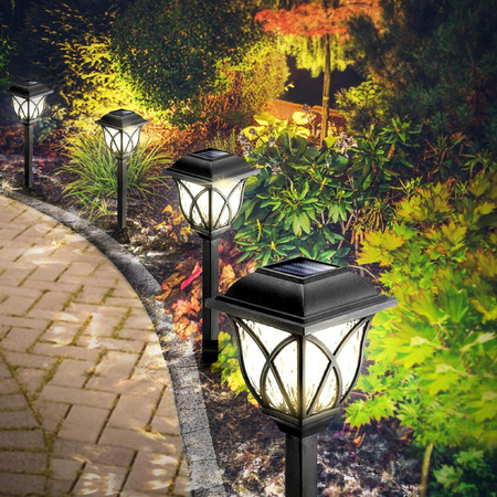 LAMPA SOLARNA OGRODOWA LED LAMPKI SOLARNE DO OGRODU CZUJNIK WBIJANA 6 sztuk