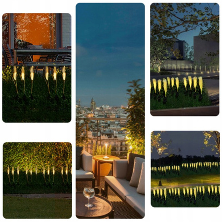 LAMPA OGRODOWA SOLARNA LED TRAWA PAMPASOWA ŚWIETLNA WBIJANA OZDOBA 2 Sztuki