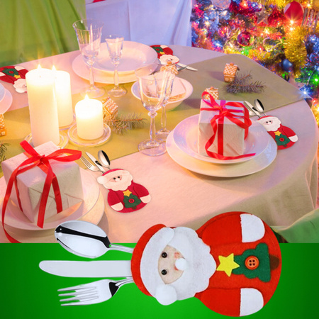 ŚWIĄTECZNE Etui Na Sztućce POKROWIEC 12 sztuk Mikołaj DEKORACJE Ozdoby Stół