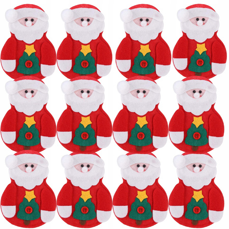 ŚWIĄTECZNE Etui Na Sztućce POKROWIEC 12 sztuk Mikołaj DEKORACJE Ozdoby Stół