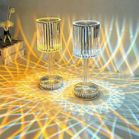 LAMPA KRYSZTAŁOWA LED LAMPKA NOCNA DOTYKOWA DIAMENTOWA KOLOROWA RGB + PILOT