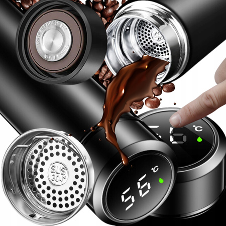 KUBEK TERMICZNY TERMOS LED 500ml NA KAWĘ HERBATĘ DOTYKOWY DO SAMOCHODU LCD