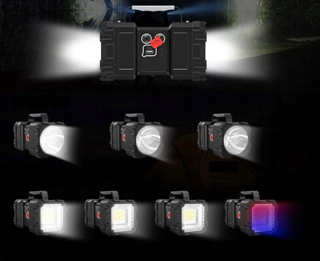 MOCNA LATARKA LED AKUMULATOROWA SZPERACZ TAKTYCZNA BIWAKOWA POWERBANK USB