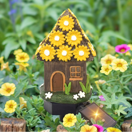 Lampa Solarna Ogrodowa LED DOMEK Wodoodporna Wbijana Zewnętrzna Do OGRODU