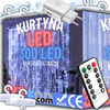 GIRLANDA OGRODOWA LAMPKI KURTYNA ŚWIETLNA 300 LED DRUCIKI 3x3m + PILOT USB