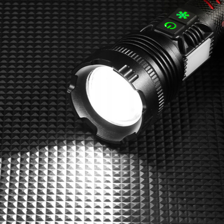 MOCNA Latarka LED Taktyczna Wojskowa SZPERACZ Wodoodporna AKU USB POWERBANK