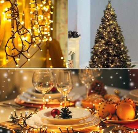 LAMPKI CHOINKOWE 300 LED ZEWNĘTRZNE STAŁE FLASH BIAŁE GRUBY KABEL KURTYNA